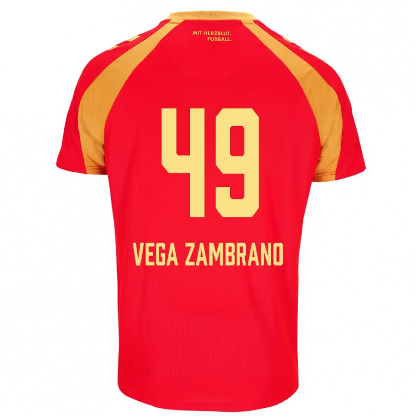 Danxen Kinder Joel Vega Zambrano #49 Rot Orange Schwarz Auswärtstrikot Trikot 2026/27 T-Shirt