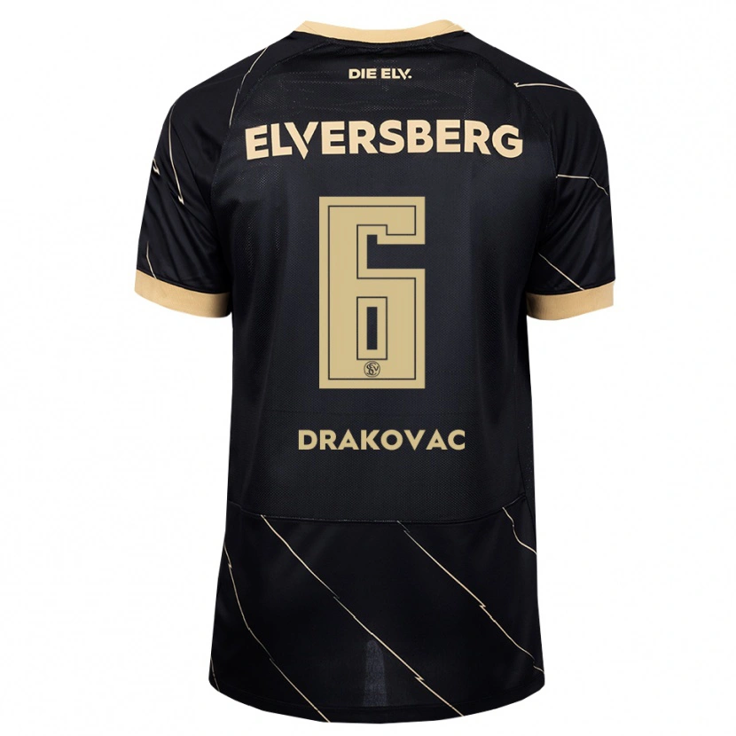 Danxen Kinder Benjamin Drakovac #6 Schwarz Braun Auswärtstrikot Trikot 2026/27 T-Shirt