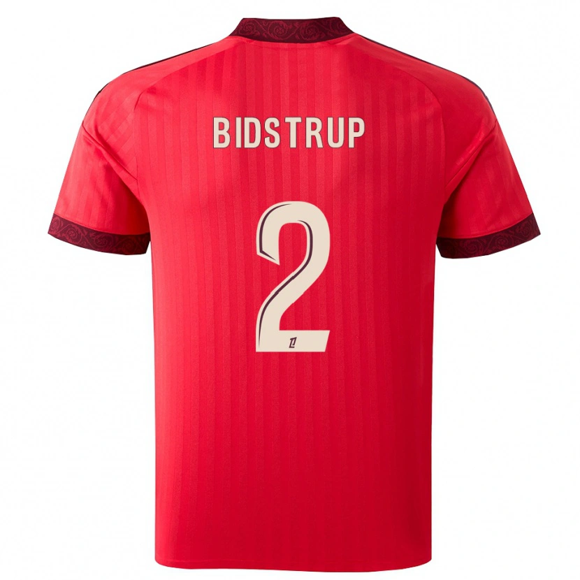 Danxen Kinder Mads Bidstrup #2 Burgund Rot Weiß Auswärtstrikot Trikot 2026/27 T-Shirt