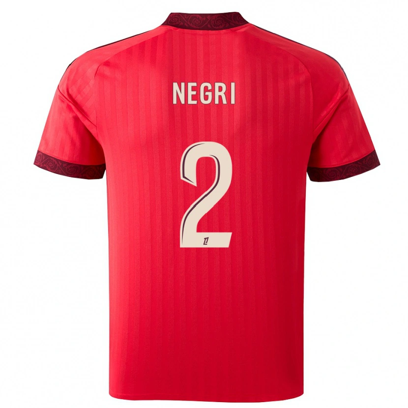Danxen Kinder Kylian Negri #2 Burgund Rot Weiß Auswärtstrikot Trikot 2026/27 T-Shirt
