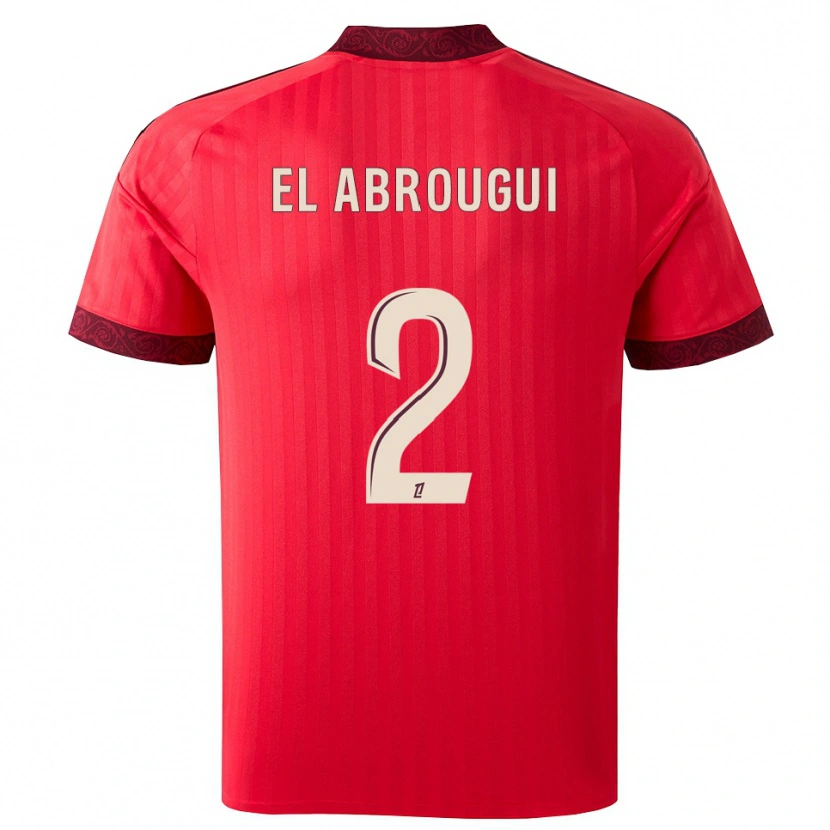 Danxen Kinder Wassim El Abrougui #2 Burgund Rot Weiß Auswärtstrikot Trikot 2026/27 T-Shirt