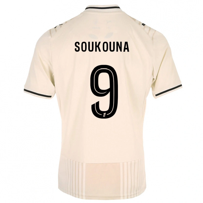 Danxen Kinder Idrissa Soukouna #9 Altgold Schwarz Antikweiß Auswärtstrikot Trikot 2026/27 T-Shirt