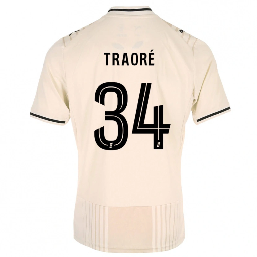 Danxen Kinder Ibrahim Traoré #34 Altgold Schwarz Antikweiß Auswärtstrikot Trikot 2026/27 T-Shirt