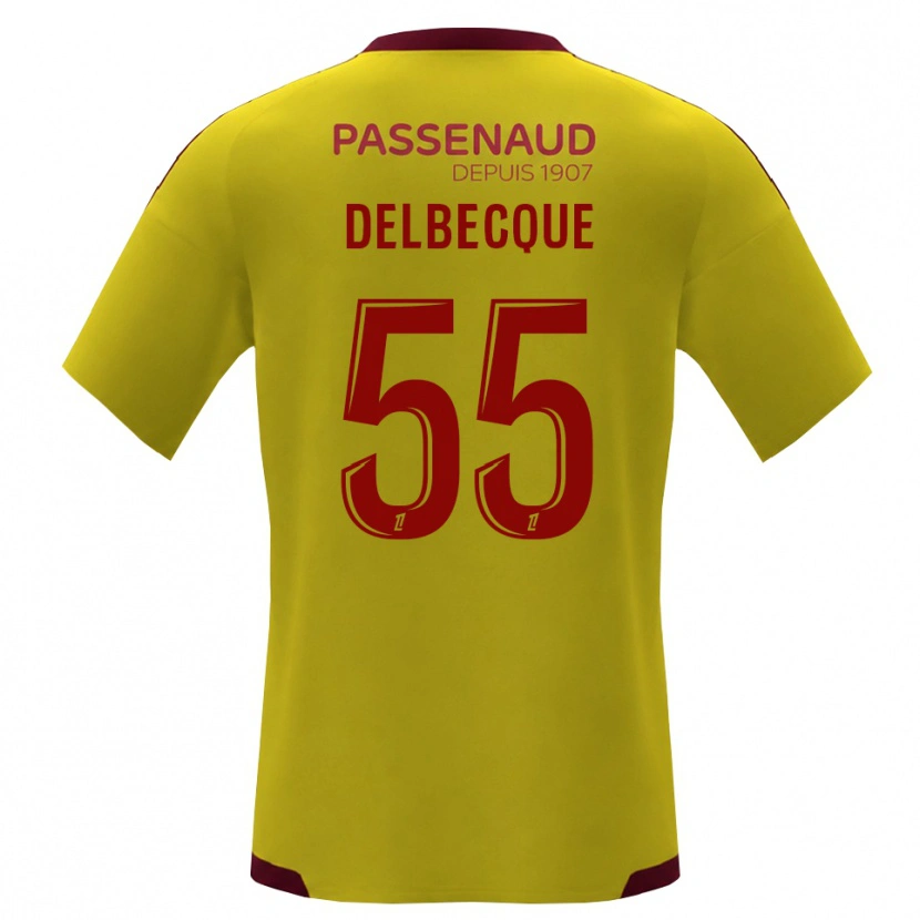 Danxen Kinder Augustin Delbecque #55 Gelb Rot Grün Auswärtstrikot Trikot 2026/27 T-Shirt