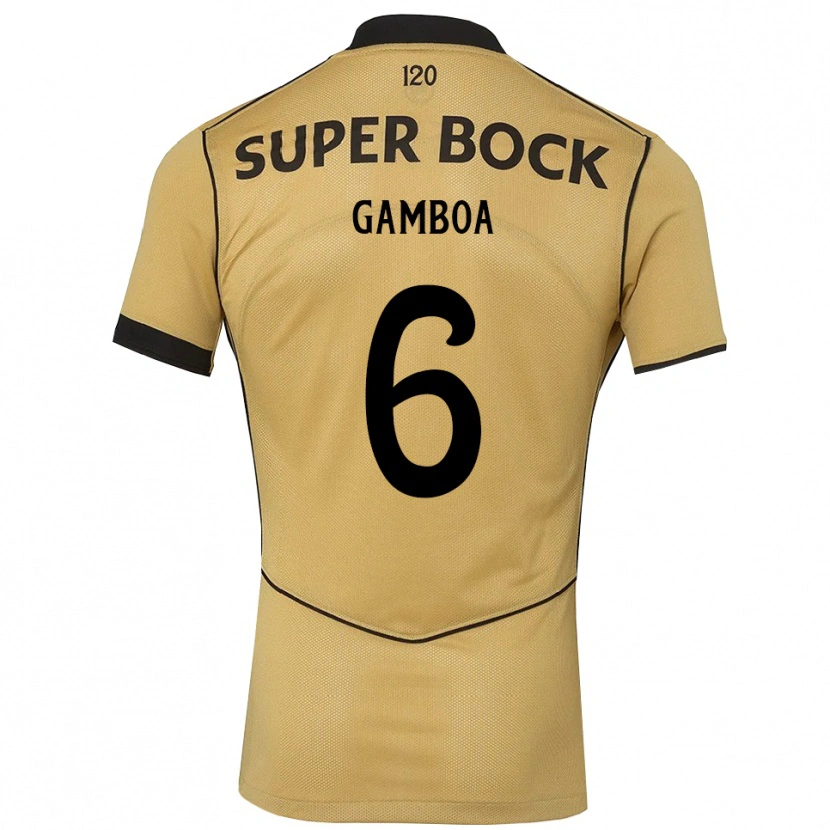 Danxen Kinder Sandro Gambôa #6 Goldgelb Schwarz Auswärtstrikot Trikot 2026/27 T-Shirt