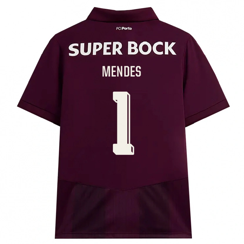Danxen Kinder Francisco Mendes #1 Burgund Weiß Auswärtstrikot Trikot 2026/27 T-Shirt