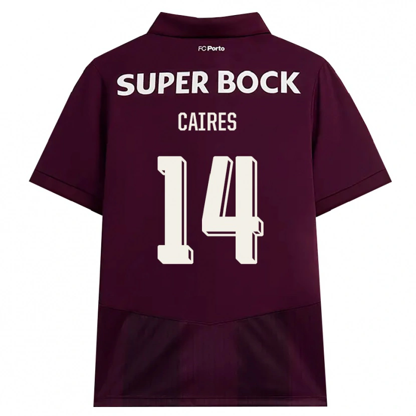 Danxen Kinder Tiago Caires #14 Burgund Weiß Auswärtstrikot Trikot 2026/27 T-Shirt