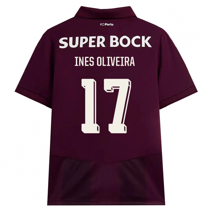 Danxen Kinder Inês Oliveira #17 Burgund Weiß Auswärtstrikot Trikot 2026/27 T-Shirt