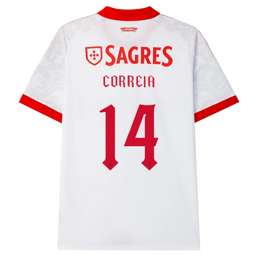 Danxen Kinder Rúben Correia #14 Weiß Rot Gelb Auswärtstrikot Trikot 2026/27 T-Shirt