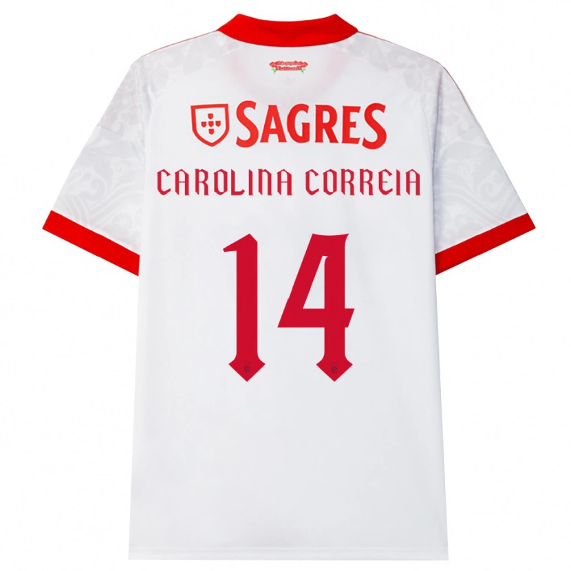 Danxen Kinder Carolina Correia #14 Weiß Rot Gelb Auswärtstrikot Trikot 2026/27 T-Shirt