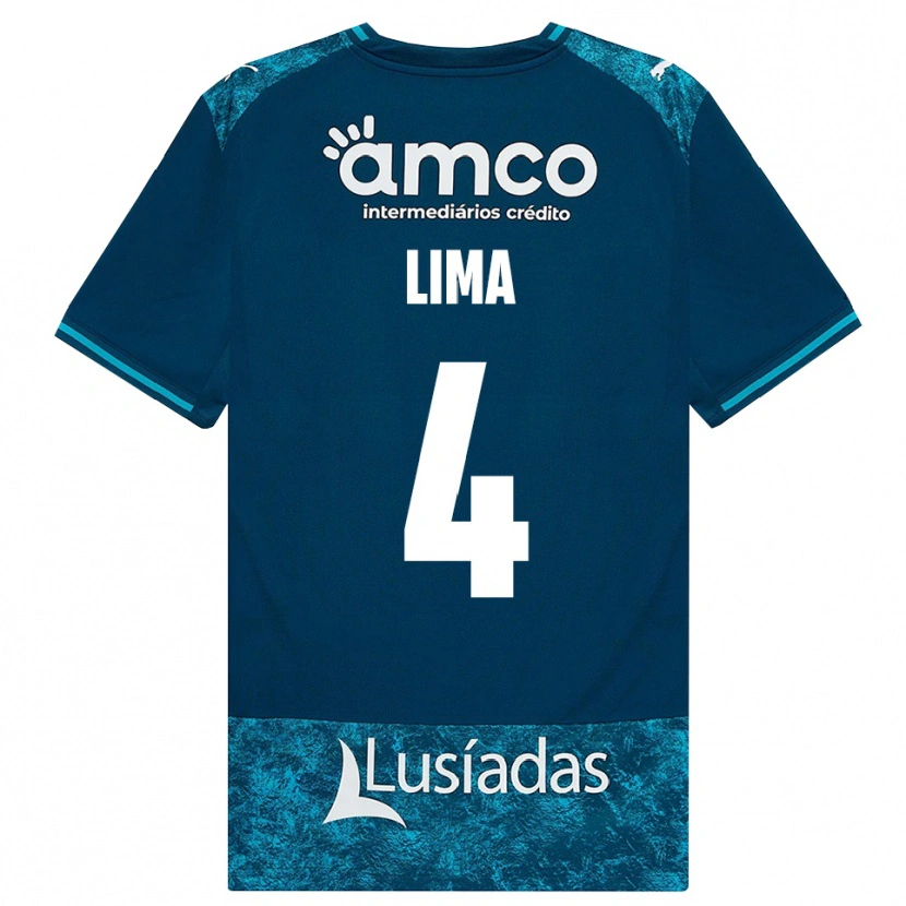 Danxen Kinder Guilherme Lima #4 Dunkelschiefergrau Mitteltuerkis Auswärtstrikot Trikot 2026/27 T-Shirt