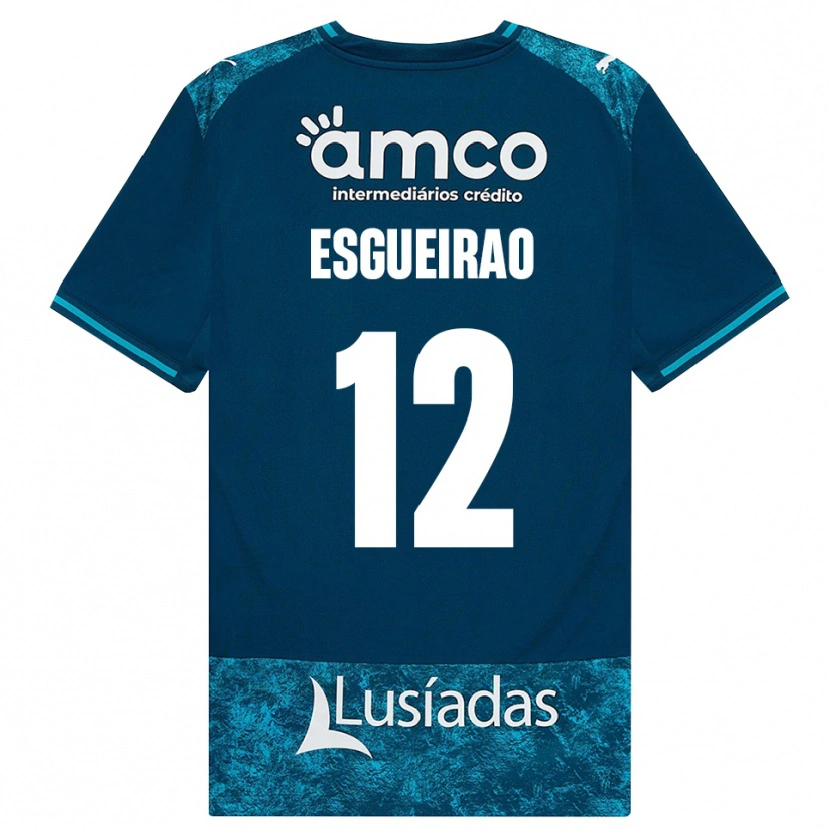 Danxen Kinder Íris Esgueirão #12 Dunkelschiefergrau Mitteltuerkis Auswärtstrikot Trikot 2026/27 T-Shirt