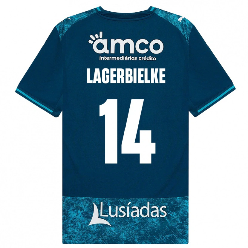 Danxen Kinder Gustaf Lagerbielke #14 Dunkelschiefergrau Mitteltuerkis Auswärtstrikot Trikot 2026/27 T-Shirt