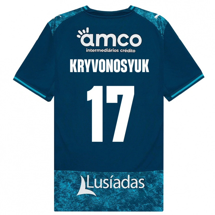 Danxen Kinder Leonardo Kryvonosyuk #17 Dunkelschiefergrau Mitteltuerkis Auswärtstrikot Trikot 2026/27 T-Shirt