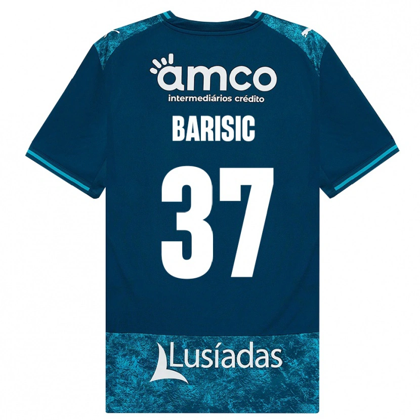 Danxen Kinder Adrian Barisic #37 Dunkelschiefergrau Mitteltuerkis Auswärtstrikot Trikot 2026/27 T-Shirt