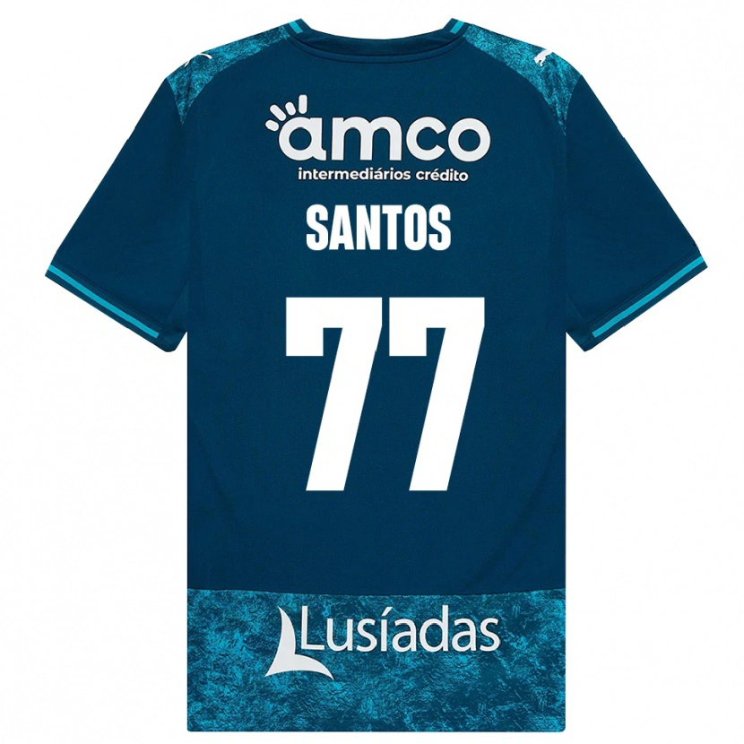 Danxen Kinder Edu Santos #77 Dunkelschiefergrau Mitteltuerkis Auswärtstrikot Trikot 2026/27 T-Shirt