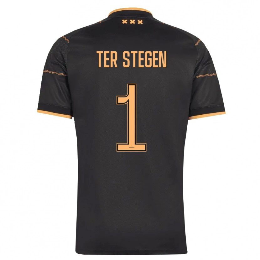 Danxen Kinder Marc-André Ter Stegen #1 Schwarz Orange Auswärtstrikot Trikot 2026/27 T-Shirt