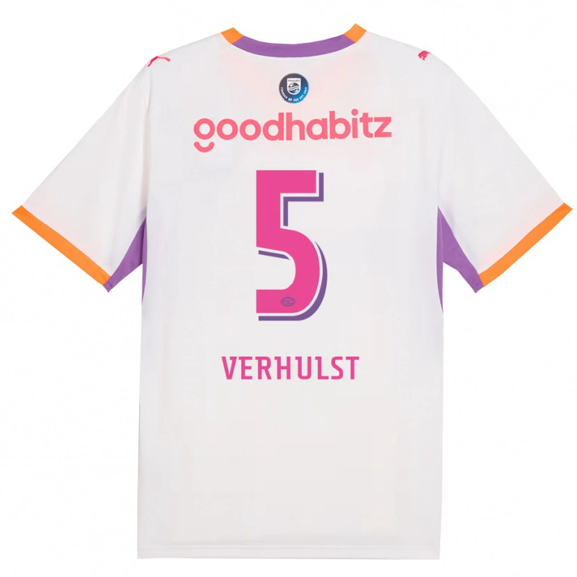 Danxen Kinder Gino Verhulst #5 Weiß Violett Orange Auswärtstrikot Trikot 2026/27 T-Shirt