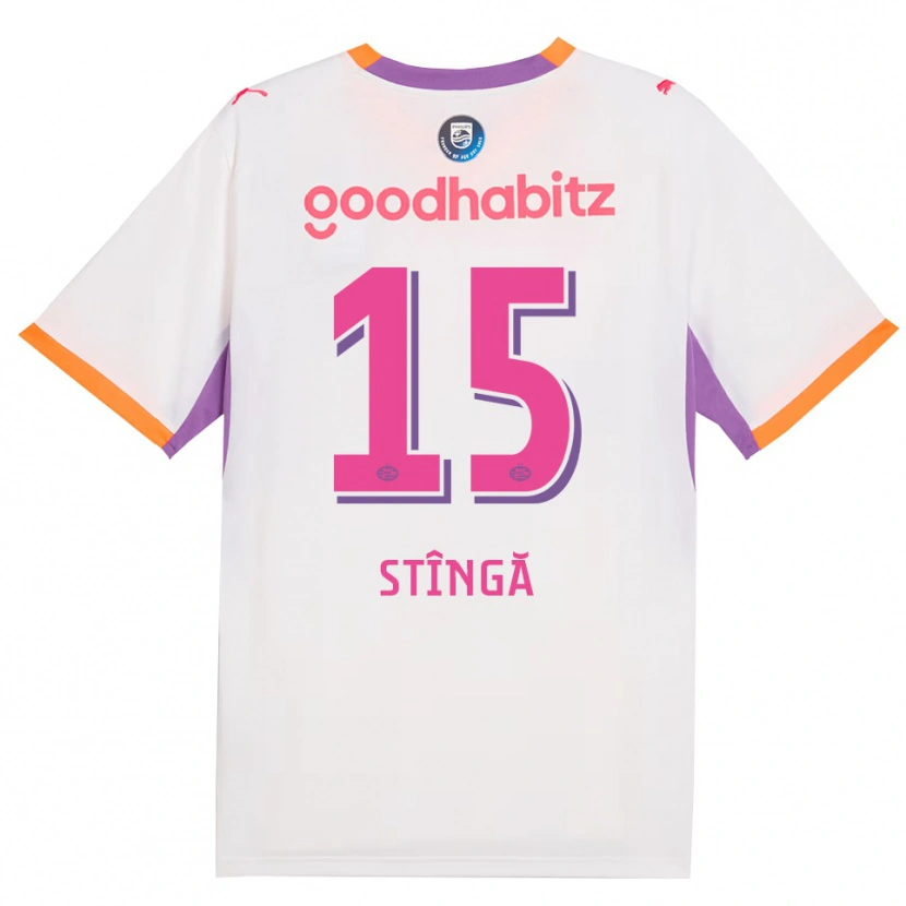Danxen Kinder Lucas Stîngă #15 Weiß Violett Orange Auswärtstrikot Trikot 2026/27 T-Shirt