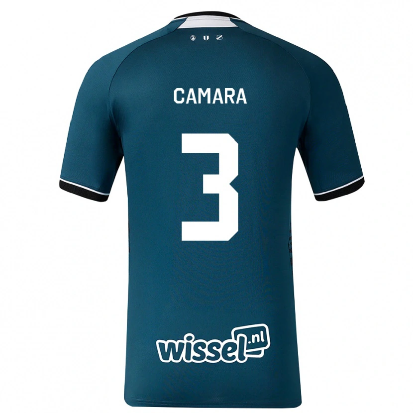 Danxen Kinder Lamine Camara #3 Dunkelschiefergrau Weiß Auswärtstrikot Trikot 2026/27 T-Shirt