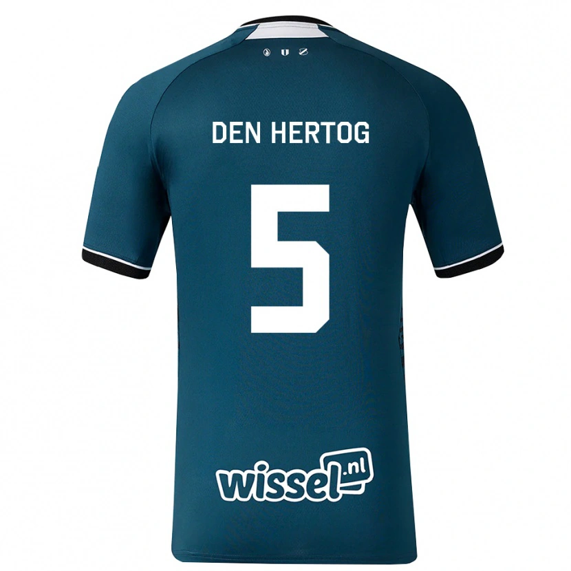 Danxen Kinder Mees Den Hertog #5 Dunkelschiefergrau Weiß Auswärtstrikot Trikot 2026/27 T-Shirt