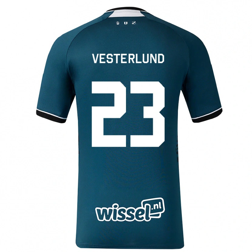 Danxen Kinder Niklas Vesterlund #23 Dunkelschiefergrau Weiß Auswärtstrikot Trikot 2026/27 T-Shirt