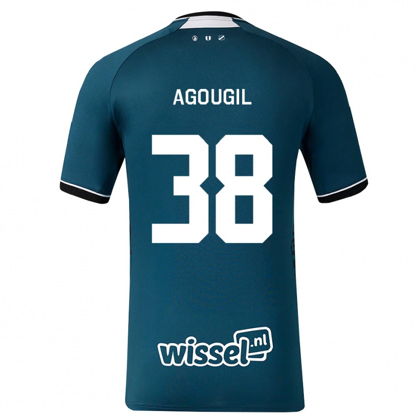 Danxen Kinder Oualid Agougil #38 Dunkelschiefergrau Weiß Auswärtstrikot Trikot 2026/27 T-Shirt