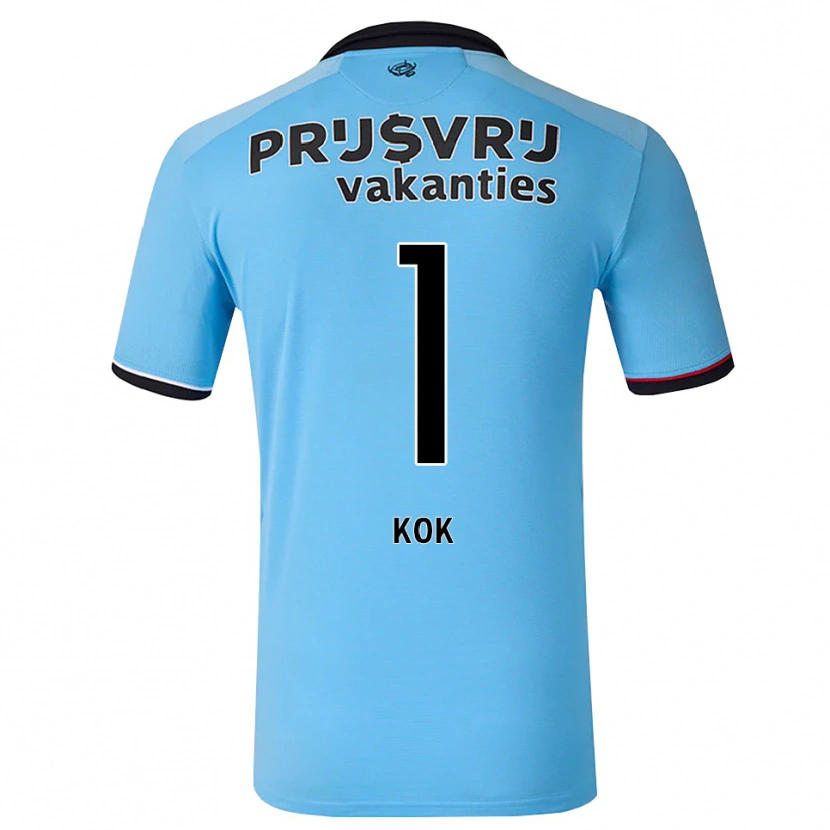 Danxen Kinder Stefan Kok #1 Tiefhimmelblau Schwarz Rot Auswärtstrikot Trikot 2026/27 T-Shirt