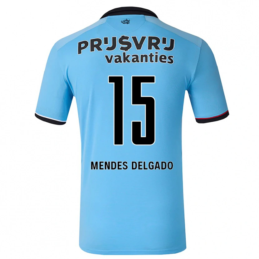 Danxen Kinder Jayden Mendes Delgado #15 Tiefhimmelblau Schwarz Rot Auswärtstrikot Trikot 2026/27 T-Shirt