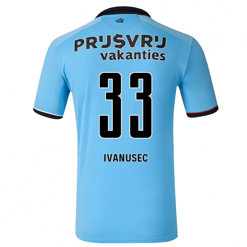 Danxen Kinder Luka Ivanušec #33 Tiefhimmelblau Schwarz Rot Auswärtstrikot Trikot 2026/27 T-Shirt