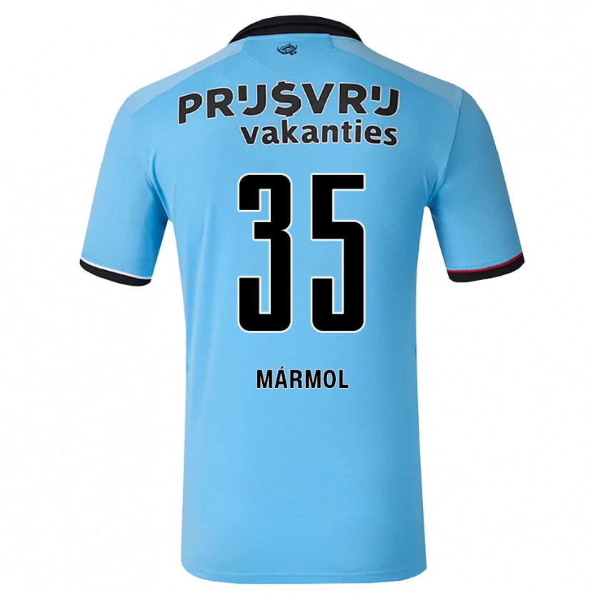 Danxen Kinder Mika Mármol #35 Tiefhimmelblau Schwarz Rot Auswärtstrikot Trikot 2026/27 T-Shirt