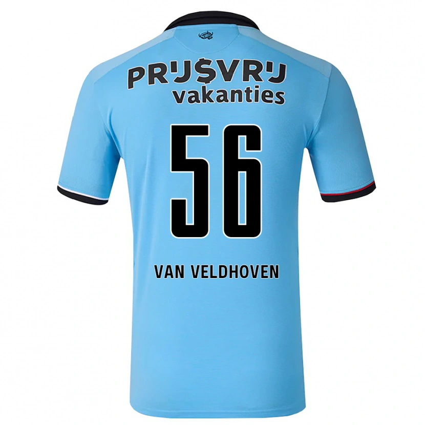 Danxen Kinder Kars Van Veldhoven #56 Tiefhimmelblau Schwarz Rot Auswärtstrikot Trikot 2026/27 T-Shirt
