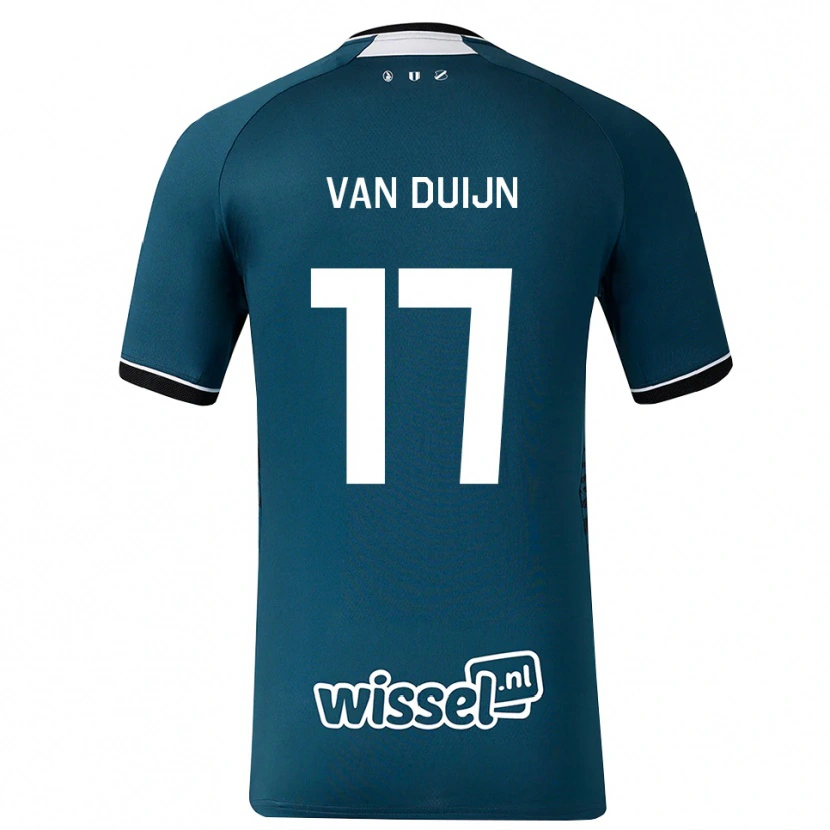 Danxen Kinder Sem Van Duijn #17 Dunkelschiefergrau Weiß Auswärtstrikot Trikot 2026/27 T-Shirt