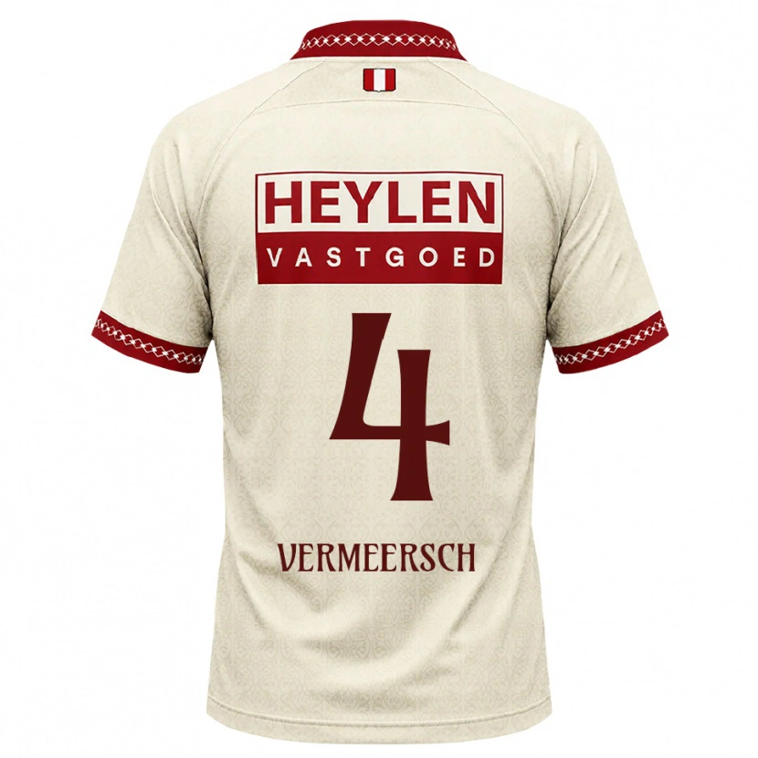 Danxen Kinder Ryan Vermeersch #4 Beige Rot Auswärtstrikot Trikot 2026/27 T-Shirt