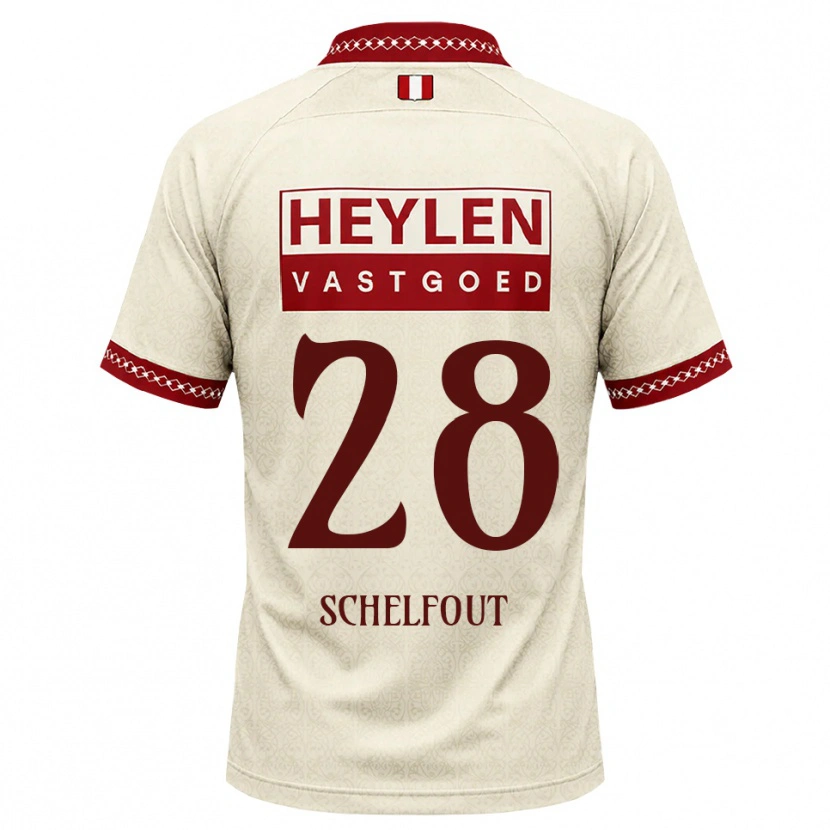 Danxen Kinder Luca Schelfhout #28 Beige Rot Auswärtstrikot Trikot 2026/27 T-Shirt