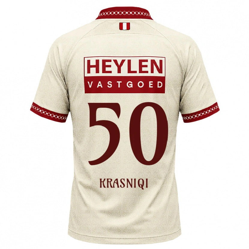 Danxen Kinder Laurit Krasniqi #50 Beige Rot Auswärtstrikot Trikot 2026/27 T-Shirt