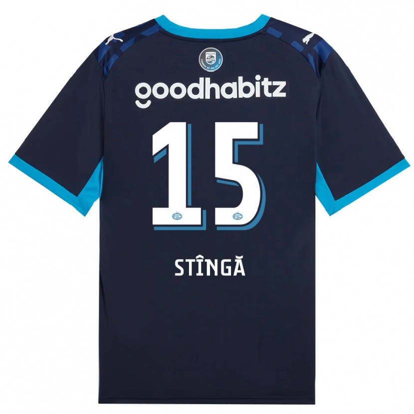 Danxen Kinder Lucas Stîngă #15 Himmelblau Königlichblau Ausweichtrikot Trikot 2026/27 T-Shirt