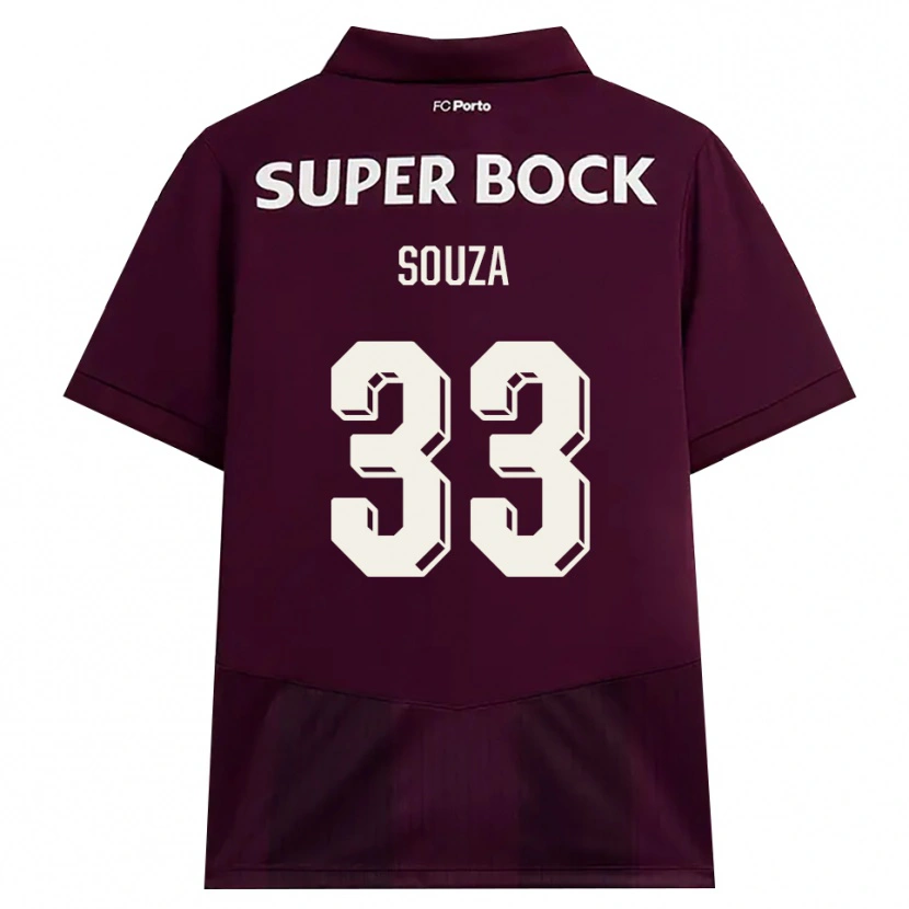 Danxen Kinder João Victor De Souza Menezes #33 Burgund Weiß Auswärtstrikot Trikot 2026/27 T-Shirt