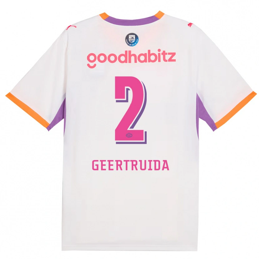 Danxen Kinder Lutsharel Geertruida #2 Weiß Violett Orange Auswärtstrikot Trikot 2026/27 T-Shirt