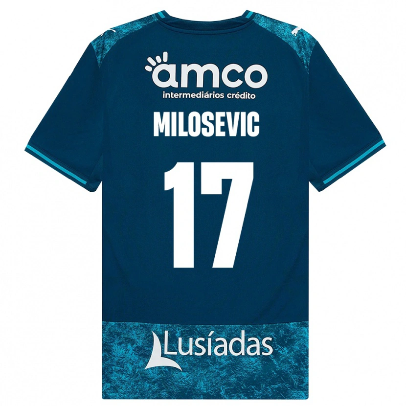 Danxen Kinder Jovan Milosevic #17 Dunkelschiefergrau Mitteltuerkis Auswärtstrikot Trikot 2026/27 T-Shirt