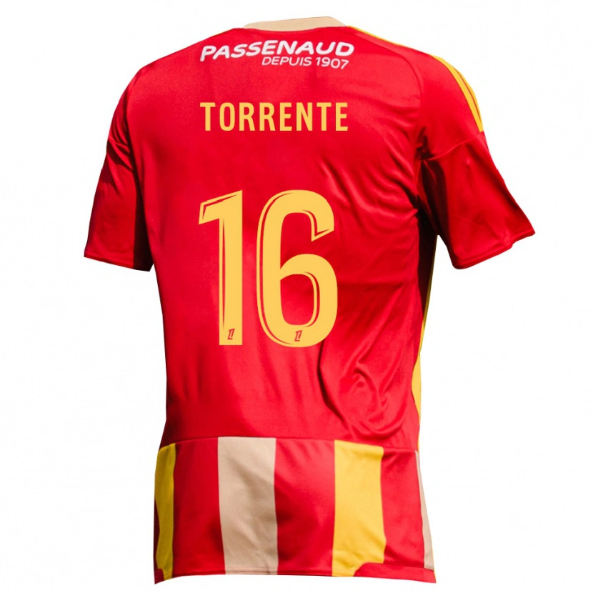 Danxen Kinder Raúl Torrente #16 Rot Gelb Grün Heimtrikot Trikot 2026/27 T-Shirt