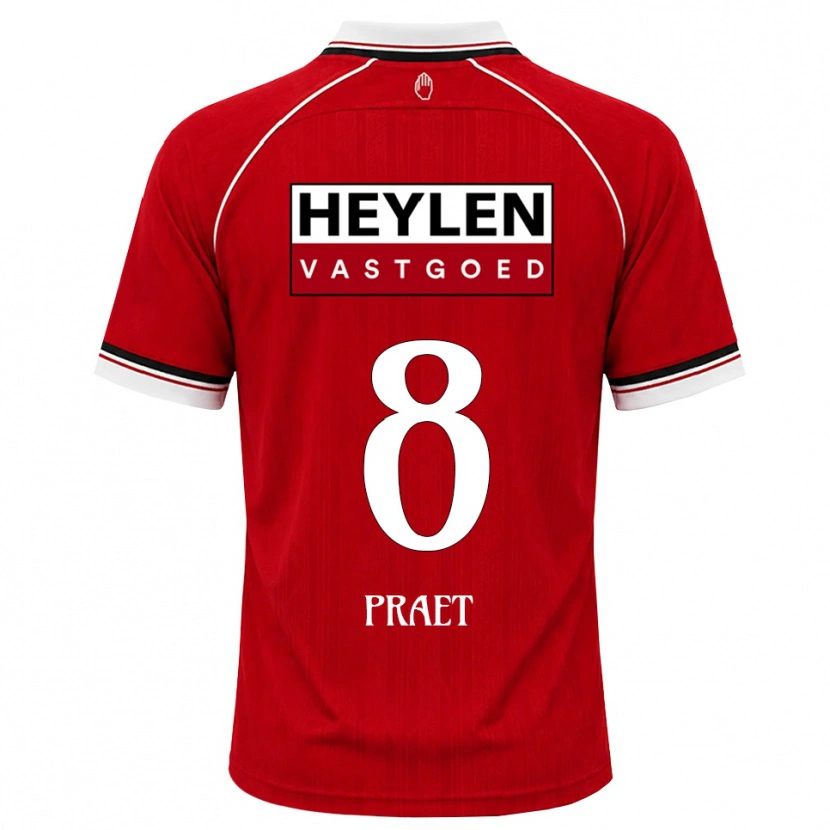 Danxen Herren Dennis Praet #8 Rot Weiß Schwarz Heimtrikot Trikot 2026/27 T-Shirt