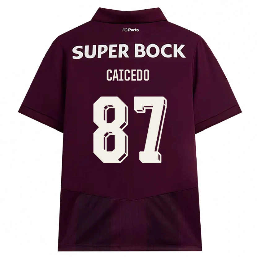 Danxen Damen Brayan Caicedo #87 Burgund Weiß Auswärtstrikot Trikot 2026/27 T-Shirt
