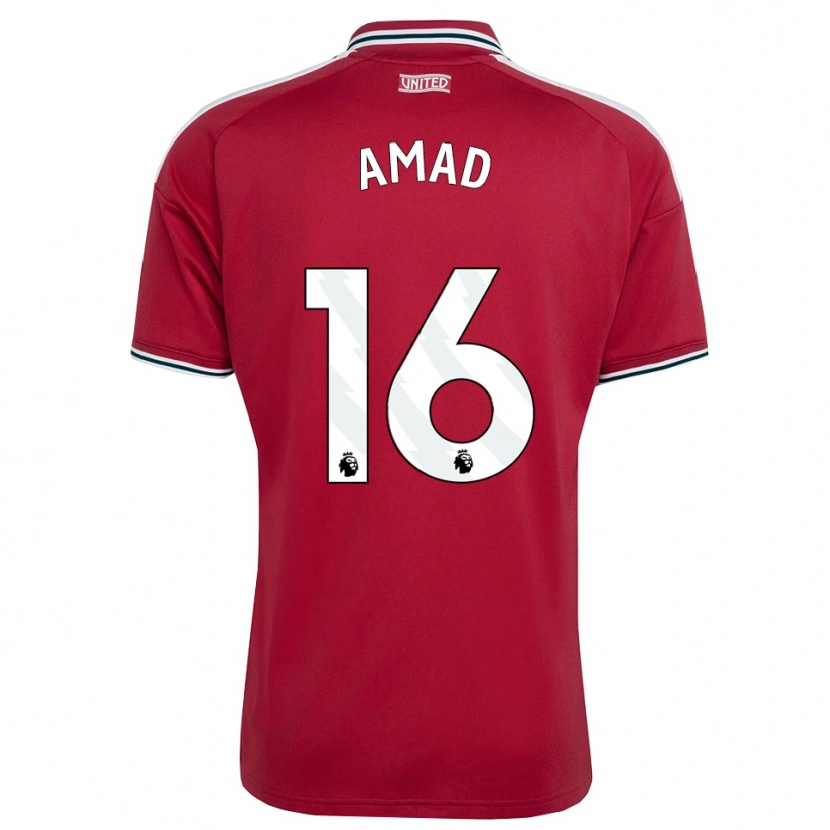 Danxen Kinder Amad Diallo #16 Rot Gelb Weiß Heimtrikot Trikot 2026/27 T-Shirt