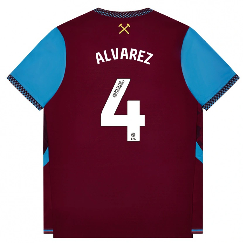 Danxen Kinder Edson Álvarez #4 Burgund Kornblumenblau Heimtrikot Trikot 2026/27 T-Shirt