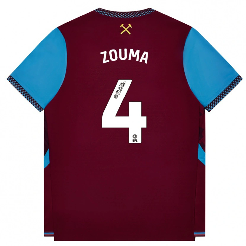 Danxen Kinder Kurt Zouma #4 Burgund Kornblumenblau Heimtrikot Trikot 2026/27 T-Shirt