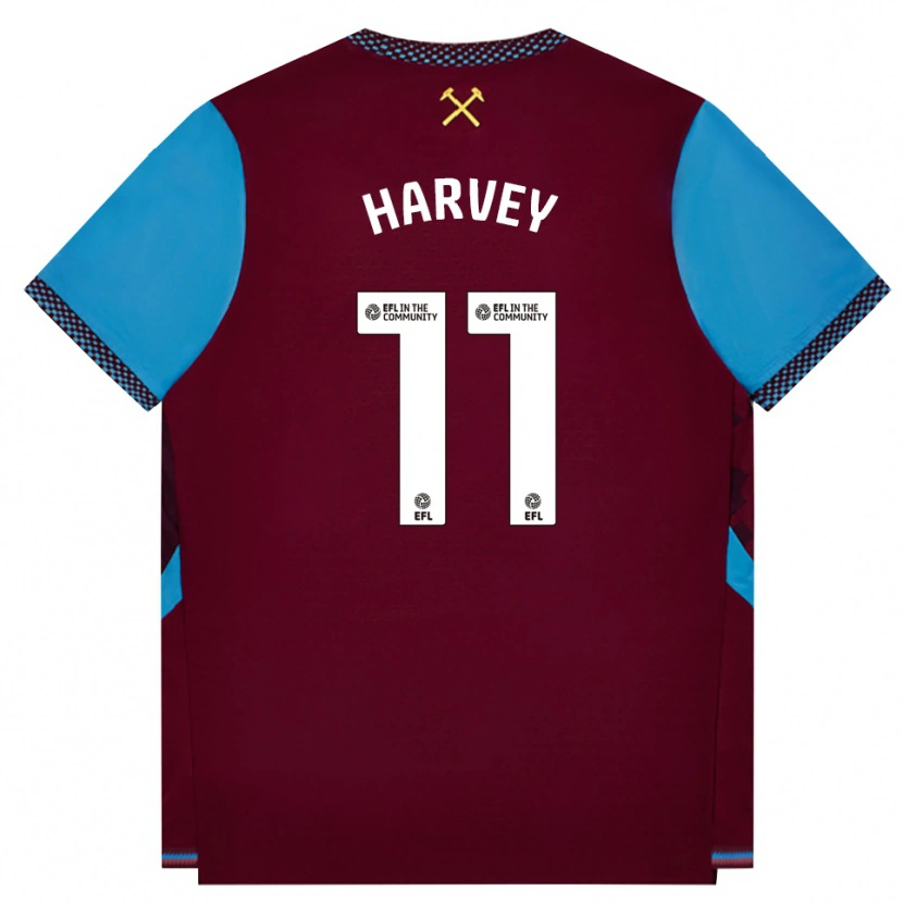 Danxen Kinder Ros Harvey #11 Burgund Kornblumenblau Heimtrikot Trikot 2026/27 T-Shirt