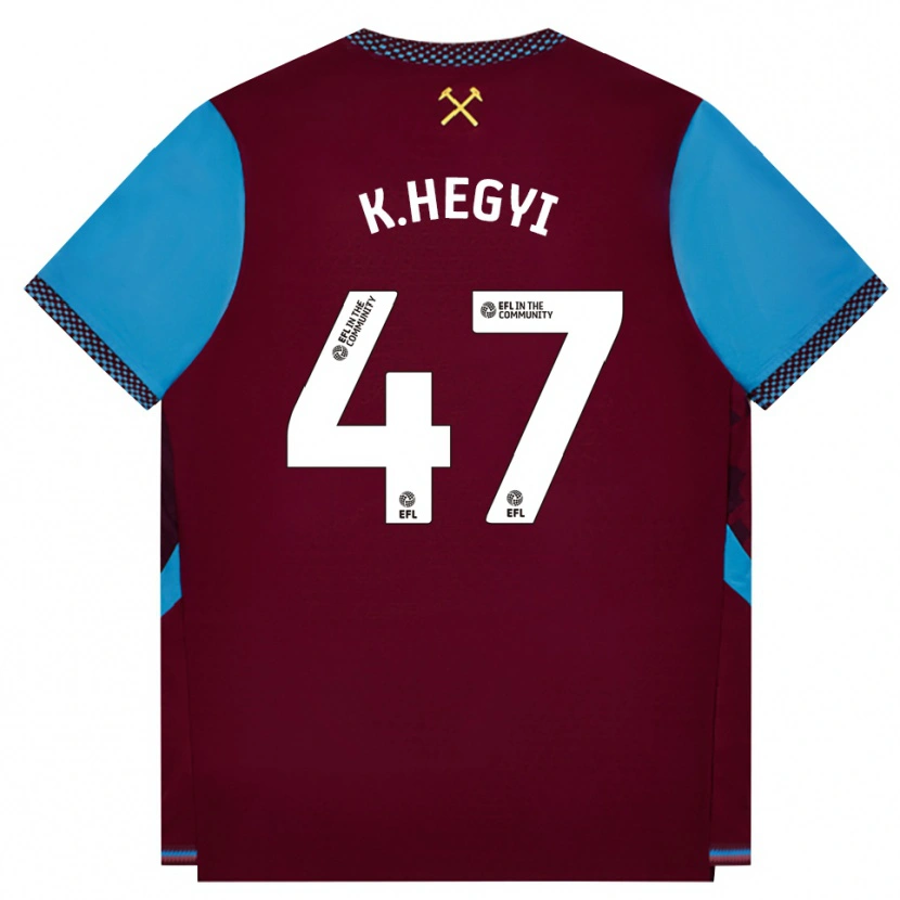 Danxen Kinder Krisztian Hegyi #47 Burgund Kornblumenblau Heimtrikot Trikot 2026/27 T-Shirt