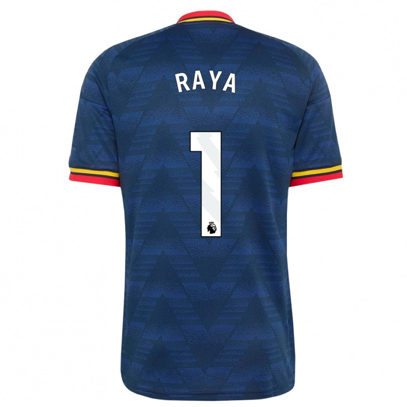 Danxen Kinder David Raya #1 Mitternachtsblau Gelb Rot Auswärtstrikot Trikot 2026/27 T-Shirt
