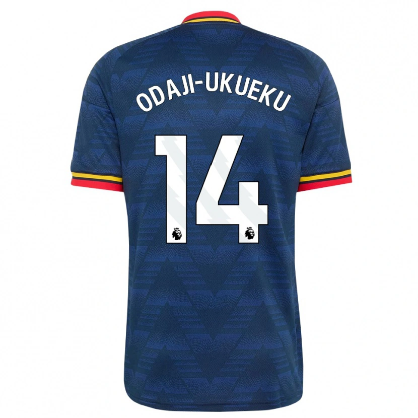 Danxen Kinder Theo Odaji-Ukueku #14 Mitternachtsblau Gelb Rot Auswärtstrikot Trikot 2026/27 T-Shirt